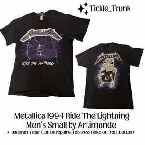 Vintage Metallica 1994 ‘Ride the Lightning' Double Sided Mens Sm Artimonde Tee